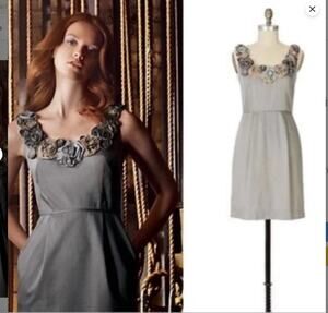In the Wings Yoana Baraschi Gray THE Rose Dress 6 Anthro Anthropologie POCKETS